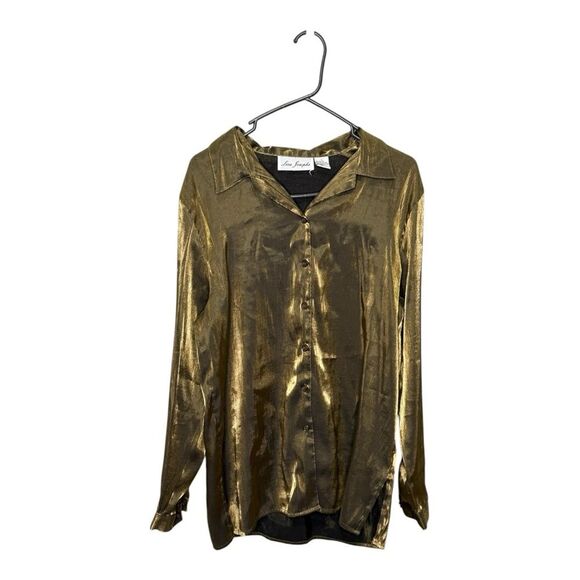 Vintage Tops - Vintage Lisa Joseph’s iridescent gold button down large blouse rayon ble…